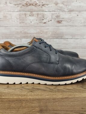 Johnston & Murphy Men's Braydon Plain Toe Derby Navy Blue Oiled Nubuck Size 13m